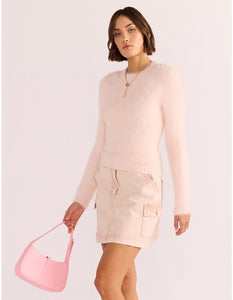 MINKPINK Clover Fluffy Sweater Light Pink