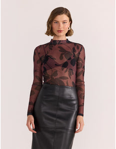Staple The Label Olina Mesh Top Abstract Floral