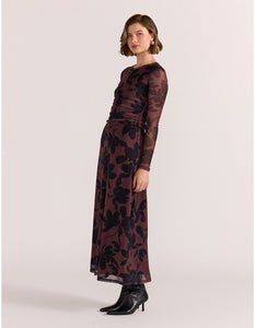 Staple The Label Olina Mesh Maxi Dress Abstract Floral