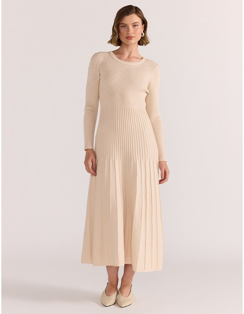 Staple The Label Elena Knit Midi Dress Vanilla