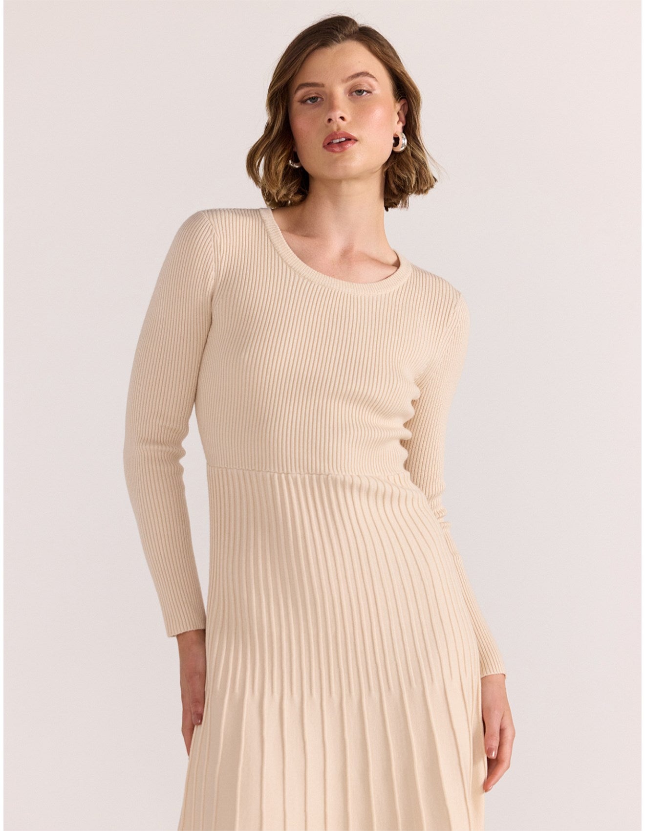 Staple The Label Elena Knit Midi Dress Vanilla