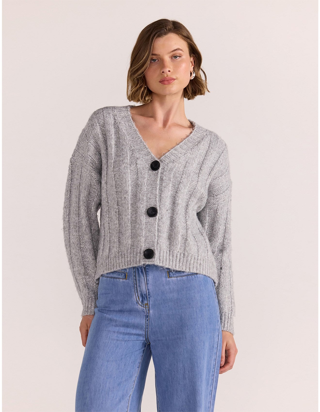 Staple The Label Wilmer Cardigan Grey Marle