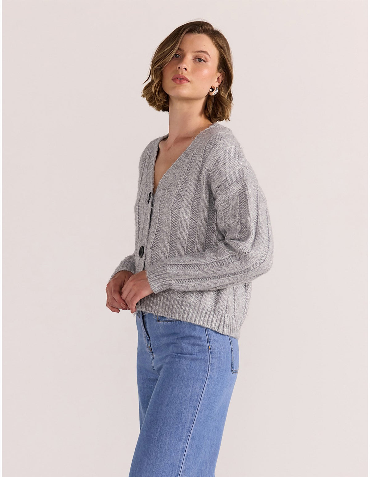 Staple The Label Wilmer Cardigan Grey Marle