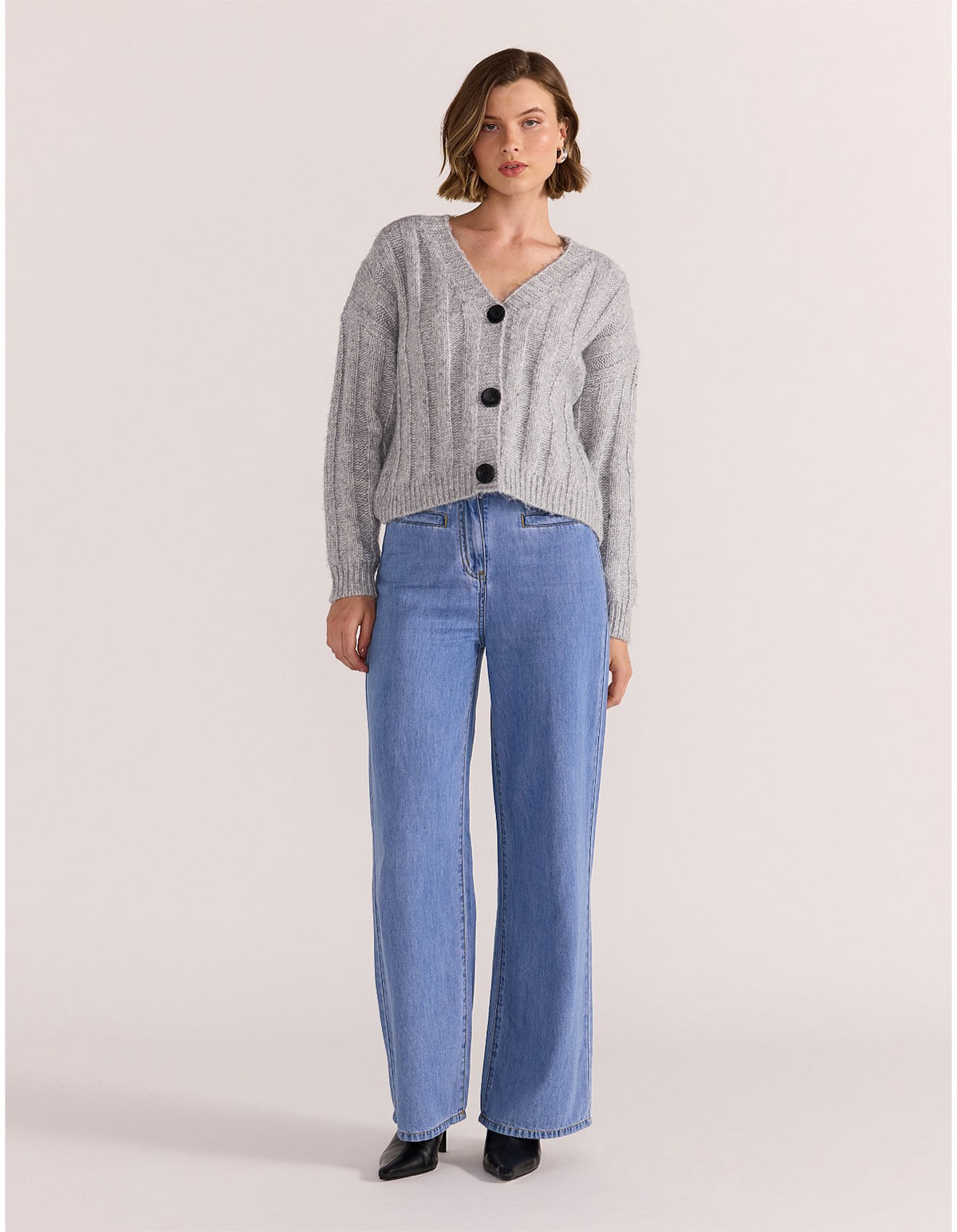 Staple The Label Wilmer Cardigan Grey Marle