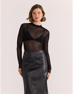 Staple The Label Kaia Spot Mesh Top Black