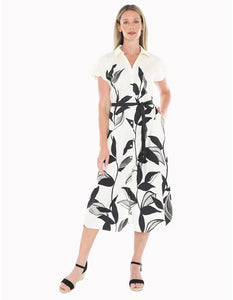Jump Vine Print Dress Ecru/Black