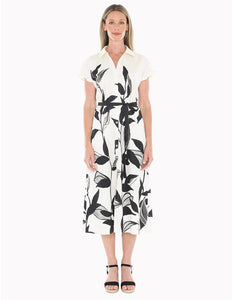 Jump Vine Print Dress Ecru/Black