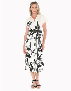 Jump Vine Print Dress Ecru/Black