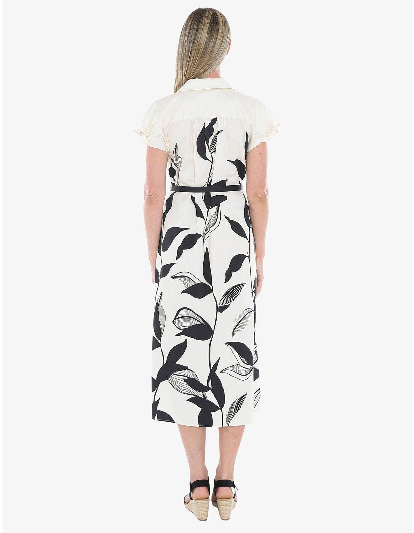 Jump Vine Print Dress Ecru/Black