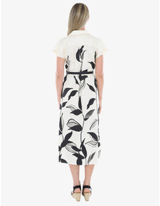 Jump Vine Print Dress Ecru/Black