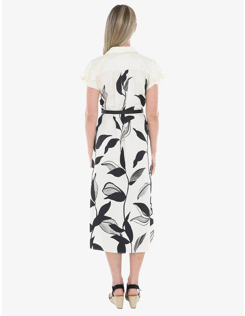 Jump Vine Print Dress Ecru/Black