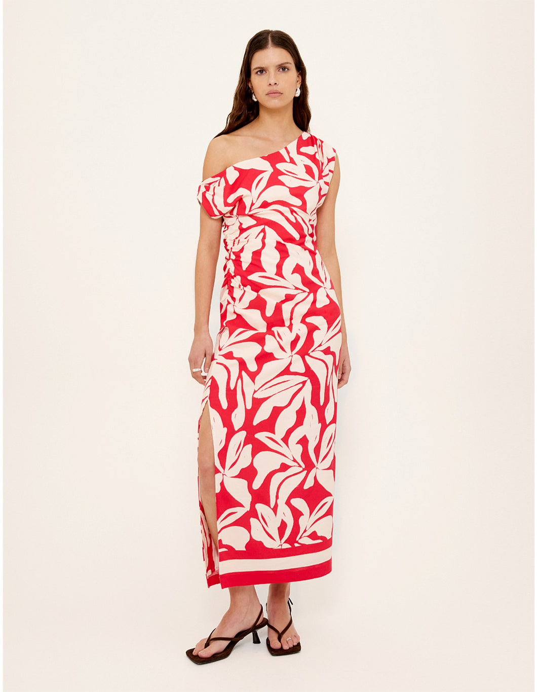Staple The Label Serata Asym Midi Dress Red