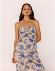 MINKPINK Zina Midi Dress Blue/Beige Floral