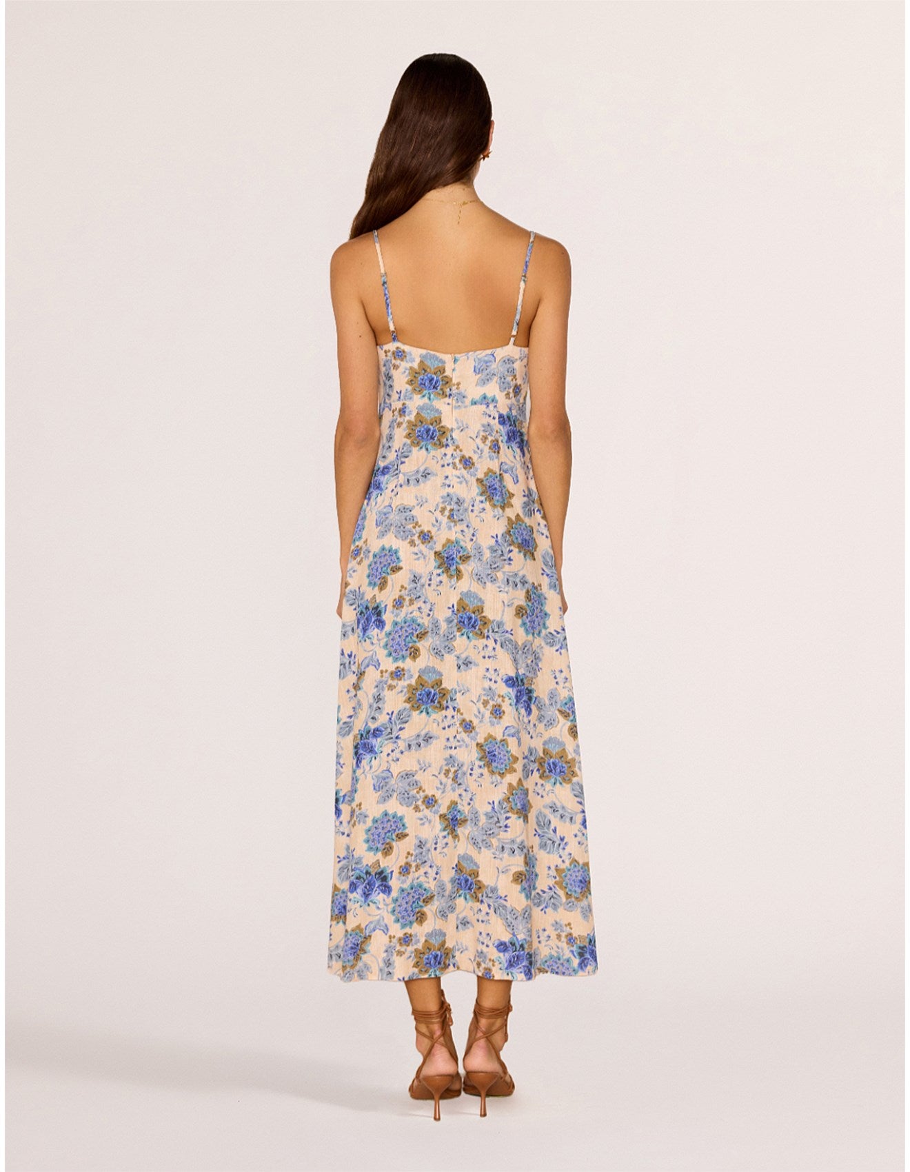 MINKPINK Zina Midi Dress Blue/Beige Floral