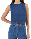 Rollas Shell Top Blue Smoke Rinse Denim