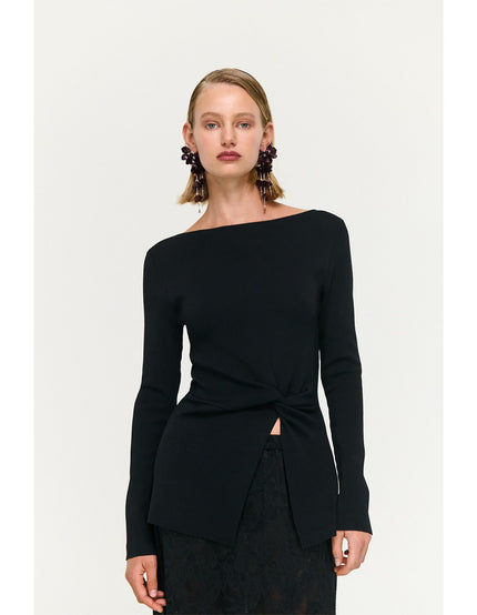 Staple The Label Miya Twist Knit Top Black