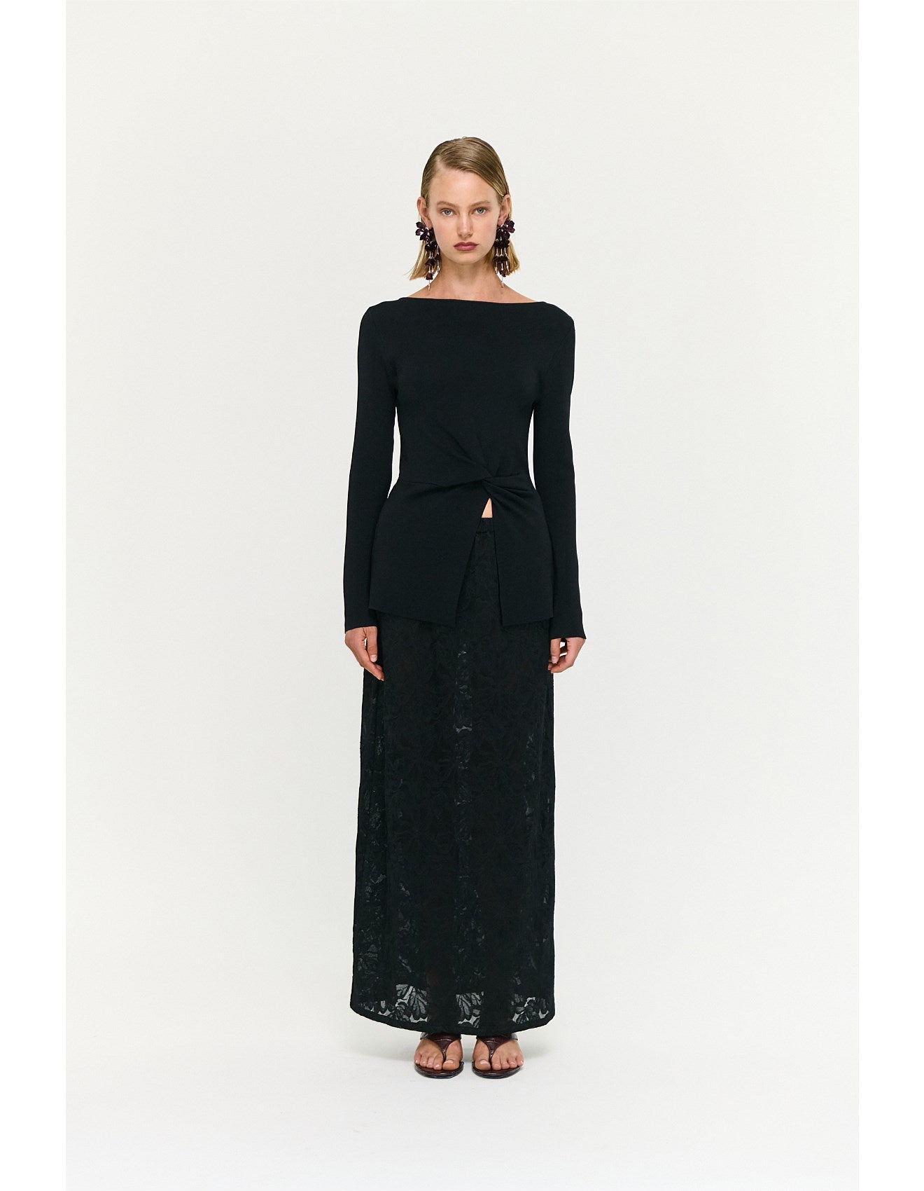 Staple The Label Miya Twist Knit Top Black