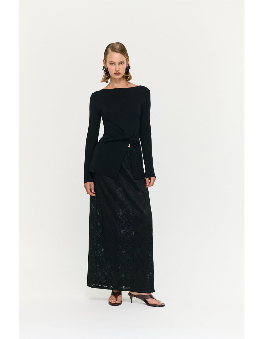 Staple The Label Miya Twist Knit Top Black