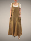 Tibet House GT01 Thick Cotton 3 Pocket Pinafore Dress Tobacco