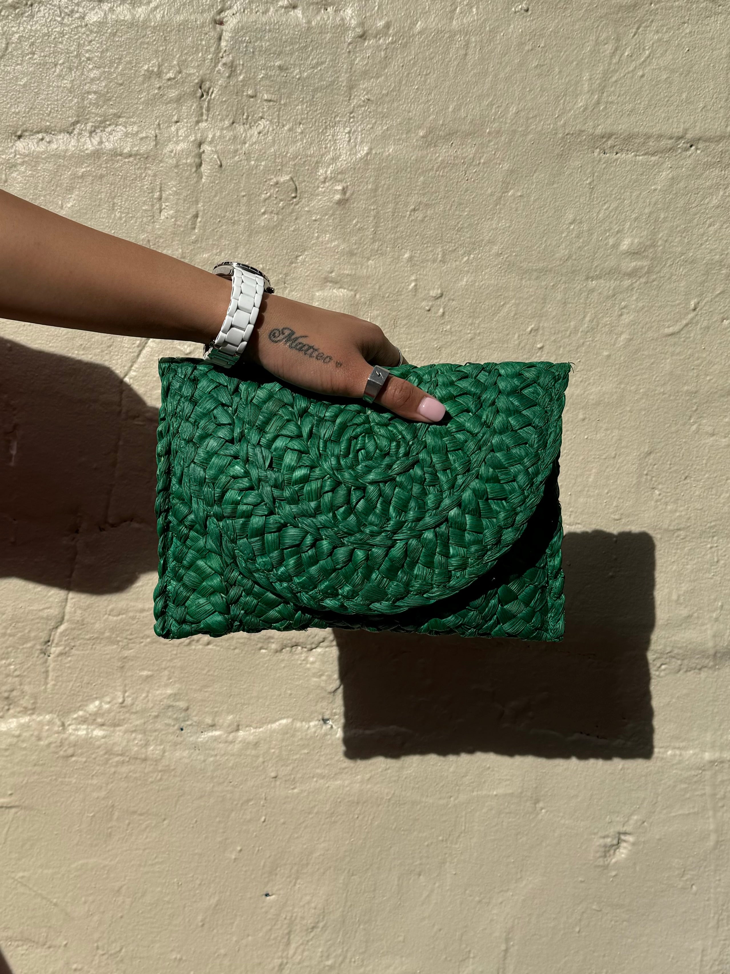 Free Spirit Australia Woven Clutch Green