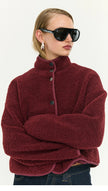 Staple The Label Katya Crop Sherpa Jacket Merlot