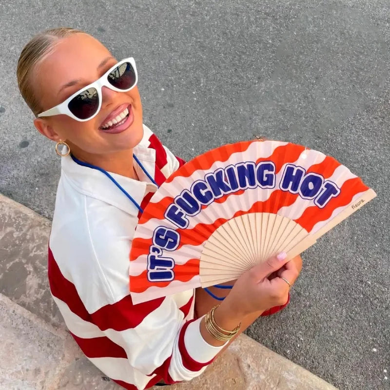 Fisura 'It's F***ing Hot' Hand Fan With Gift Box Waves