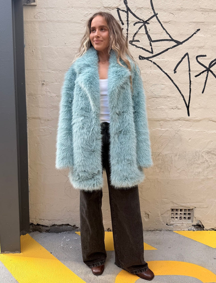 Cinnamon Creations KRE1176 Faux Fur Coat Blue