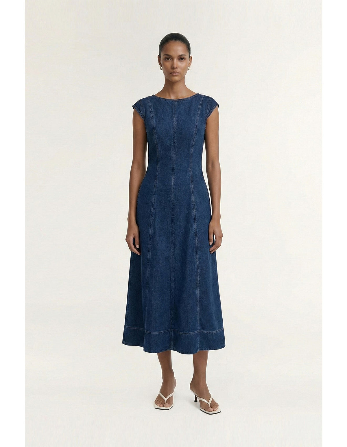 Staple The Label Roma Chambray Midi Dress Indigo
