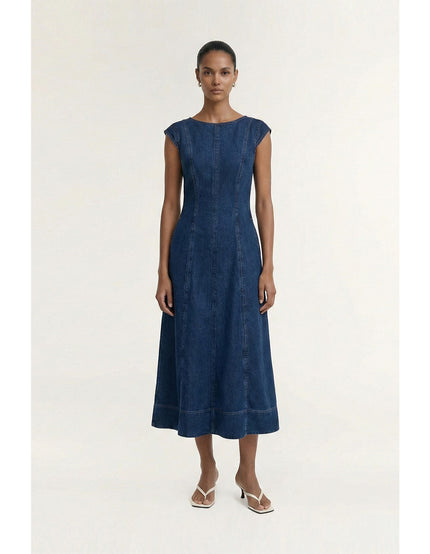 Staple The Label Roma Chambray Midi Dress Indigo