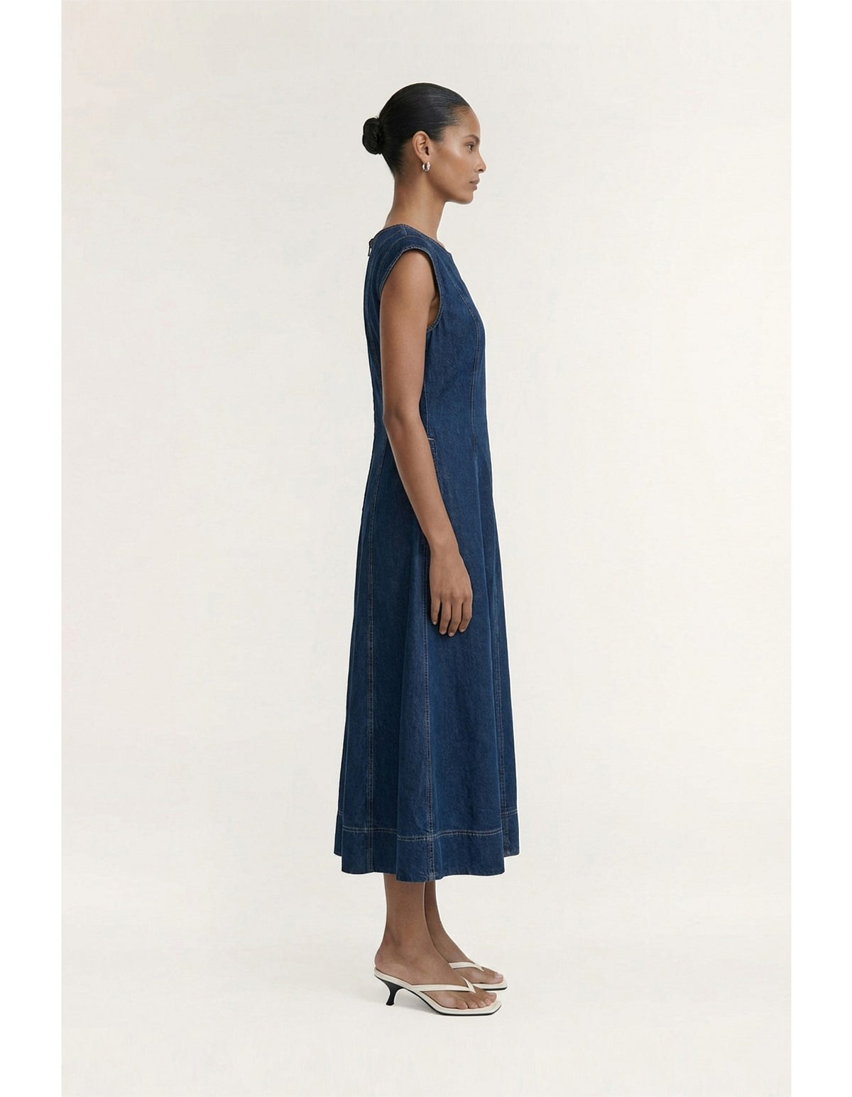 Staple The Label Roma Chambray Midi Dress Indigo