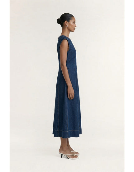 Staple The Label Roma Chambray Midi Dress Indigo