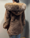 Cinnamon Creations F109 Fluffy Hooded Jacket Brown