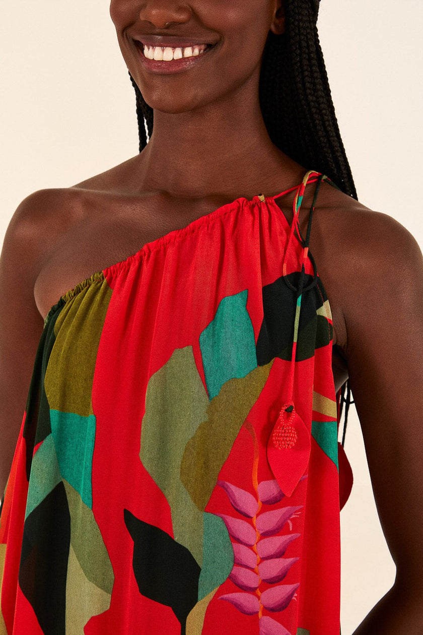 Farm Rio Red Heliconia Maxi Dress