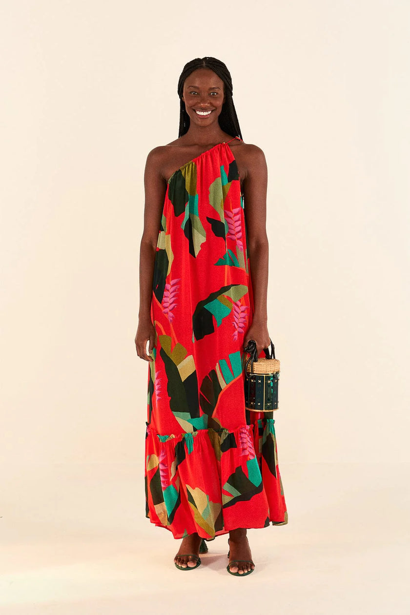 Farm Rio Red Heliconia Maxi Dress