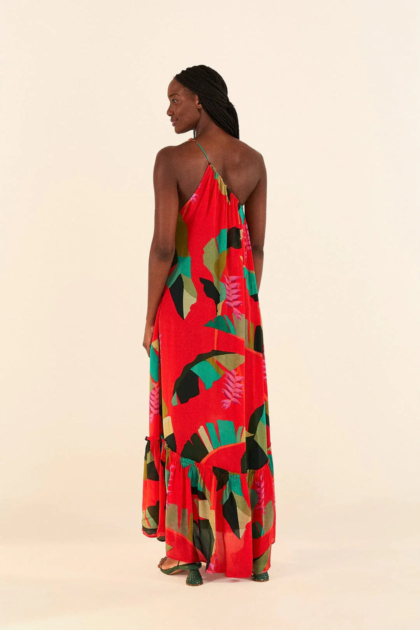 Farm Rio Red Heliconia Maxi Dress