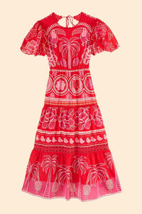 Farm Rio Red Summer Midi Dress