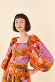 Farm Rio Lilac Mango Macaws Blouse
