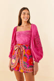 Farm Rio Pink Lace Blouse