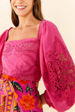 Farm Rio Pink Lace Blouse