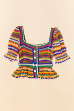 Load image into Gallery viewer, Farm Rio Multi Stitches Crochet Blouse
