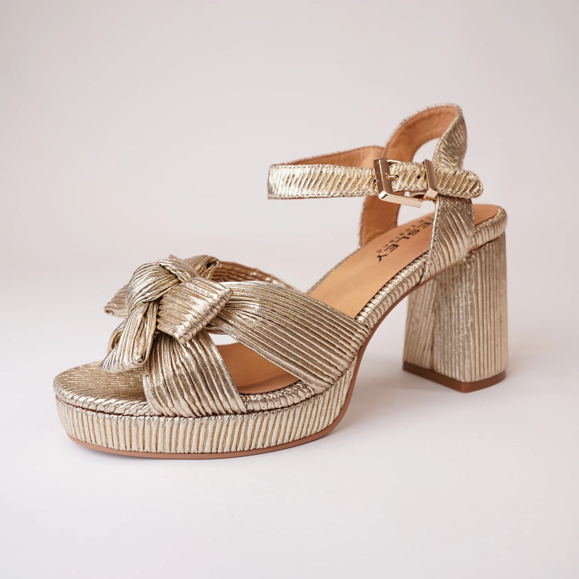 Bresley Sam Platform Heels Soft Gold Bow