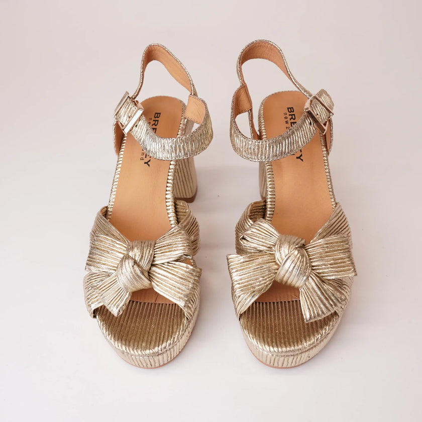 Bresley Sam Platform Heels Soft Gold Bow