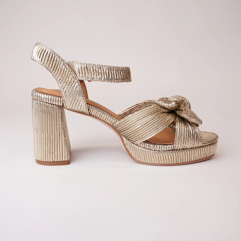 Bresley Sam Platform Heels Soft Gold Bow