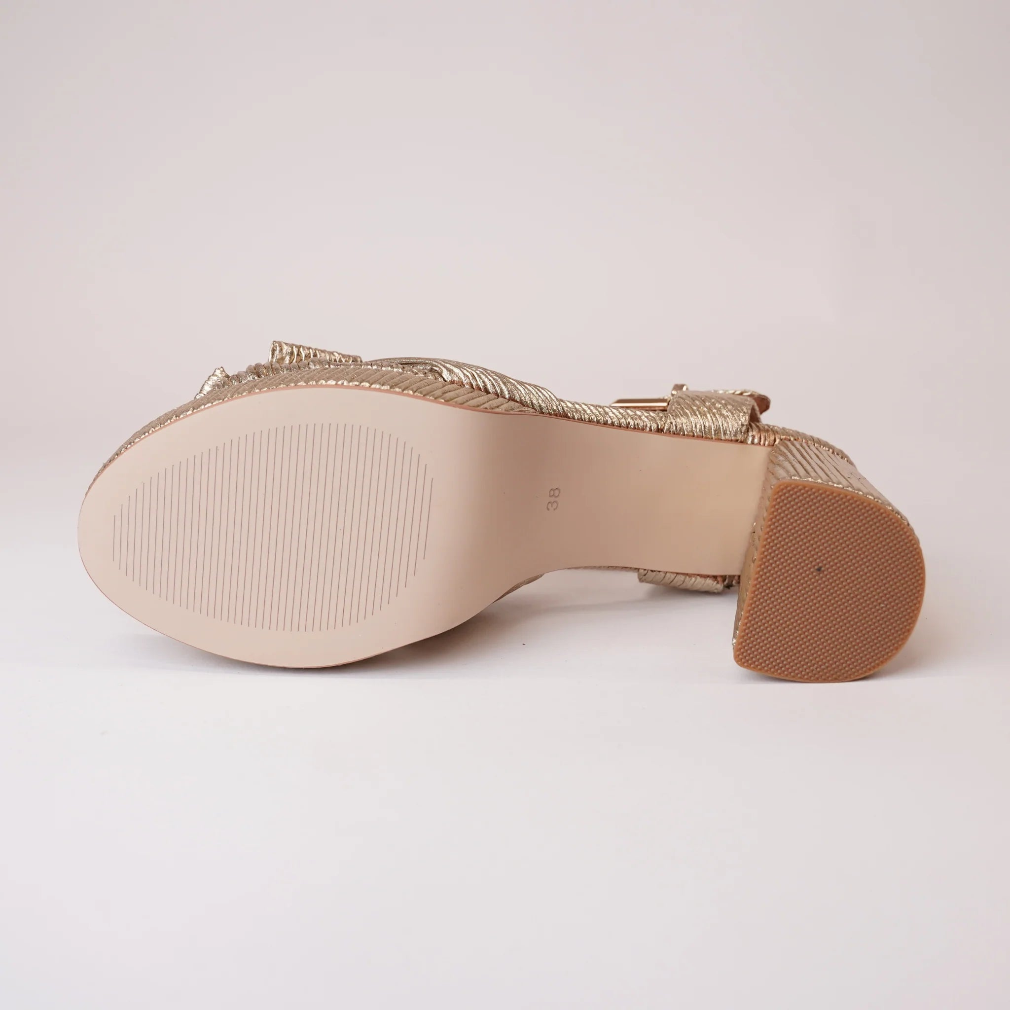 Bresley Sam Platform Heels Soft Gold Bow
