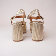Load image into Gallery viewer, Bresley Sam Platform Heels Soft Gold Bow
