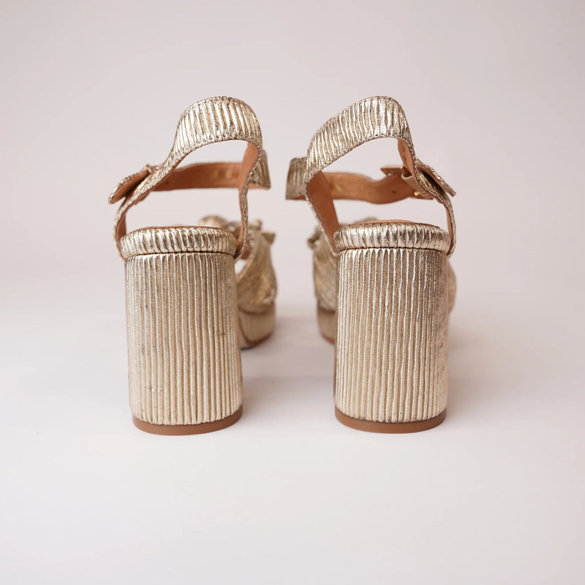 Bresley Sam Platform Heels Soft Gold Bow