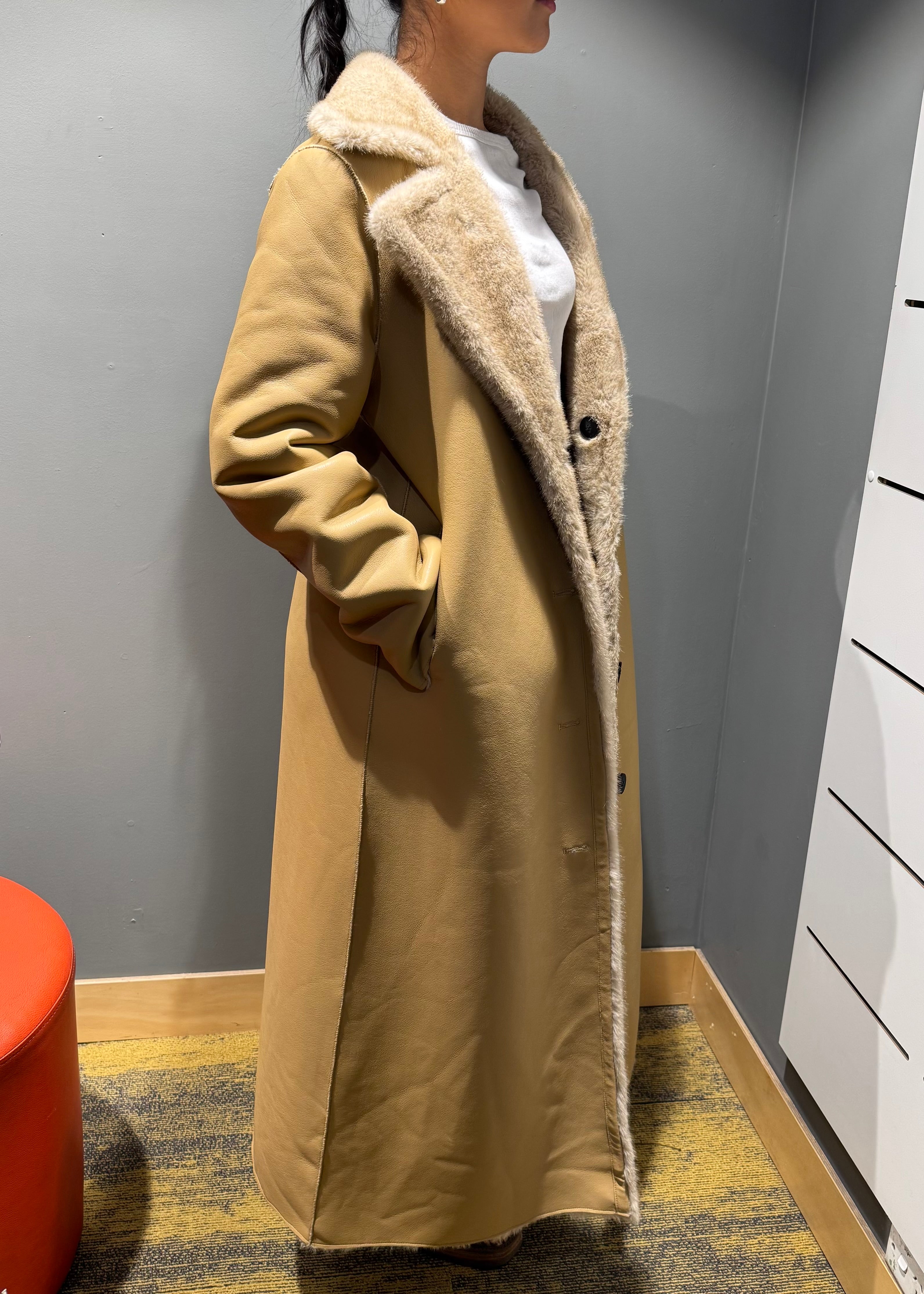 DEA Faux Fur Trench Shielding Beige