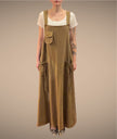 Tibet House GT01 Thick Cotton 3 Pocket Pinafore Dress Tobacco