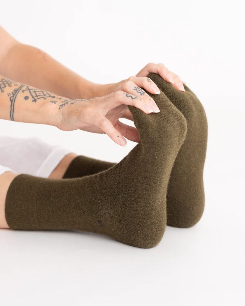 Nooan Hamilton Possum Merino Wool Socks Military Olive