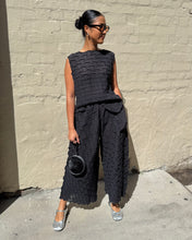 Load image into Gallery viewer, Indulge Me CLO105 Basket Weave Pleat Top &amp; Pants Set Black
